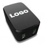 Travel USB adapter with LED logo