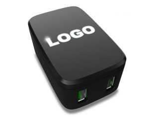 Travel USB adapter with LED logo